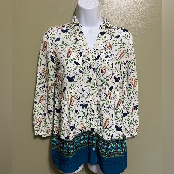 Owl and Butterfly Maeve Blouse by Anthropologie,‎ Size 0 - Picture 1 of 6